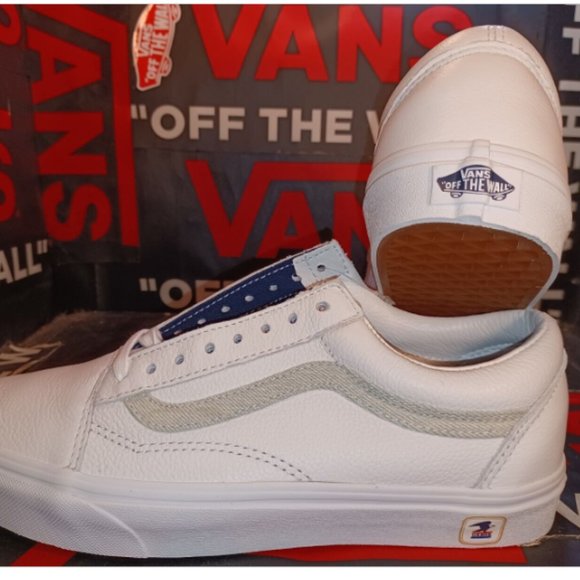Vans x Men\'s 9/Women\'s 10.5 USPS Old Skool White Denim (leather) VN0A5KRFJZ81 main image 5